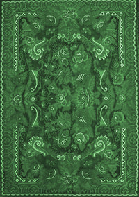 Animal Emerald Green Traditional Rug, tr124emgrn