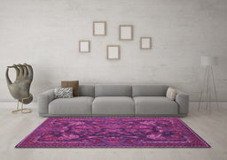 Machine Washable Animal Purple Traditional Area Rugs in a Living Room, wshtr124pur