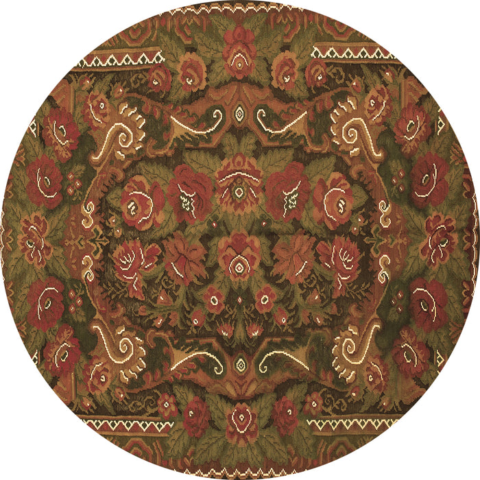 Round Machine Washable Animal Brown Traditional Rug, wshtr124brn