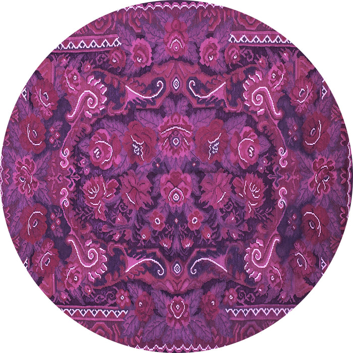 Round Machine Washable Animal Purple Traditional Area Rugs, wshtr124pur
