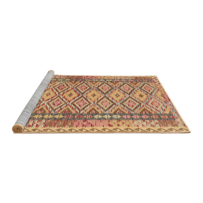 Sideview of Machine Washable Traditional Sand Brown Rug, wshtr1250
