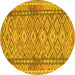 Round Persian Yellow Traditional Rug, tr1250yw