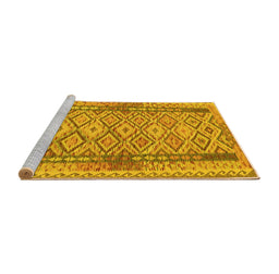 Sideview of Machine Washable Persian Yellow Traditional Rug, wshtr1250yw