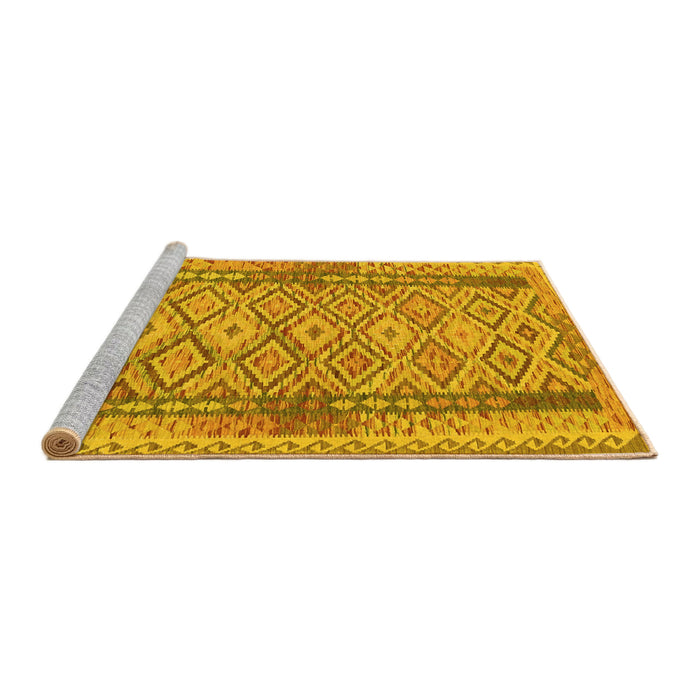 Sideview of Machine Washable Persian Yellow Traditional Rug, wshtr1250yw