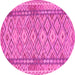 Round Machine Washable Persian Pink Traditional Rug, wshtr1250pnk