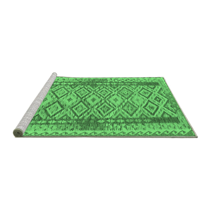 Sideview of Machine Washable Persian Emerald Green Traditional Area Rugs, wshtr1250emgrn