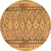 Round Persian Brown Traditional Rug, tr1250brn