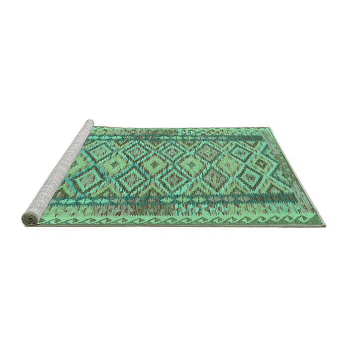 Sideview of Machine Washable Persian Turquoise Traditional Area Rugs, wshtr1250turq