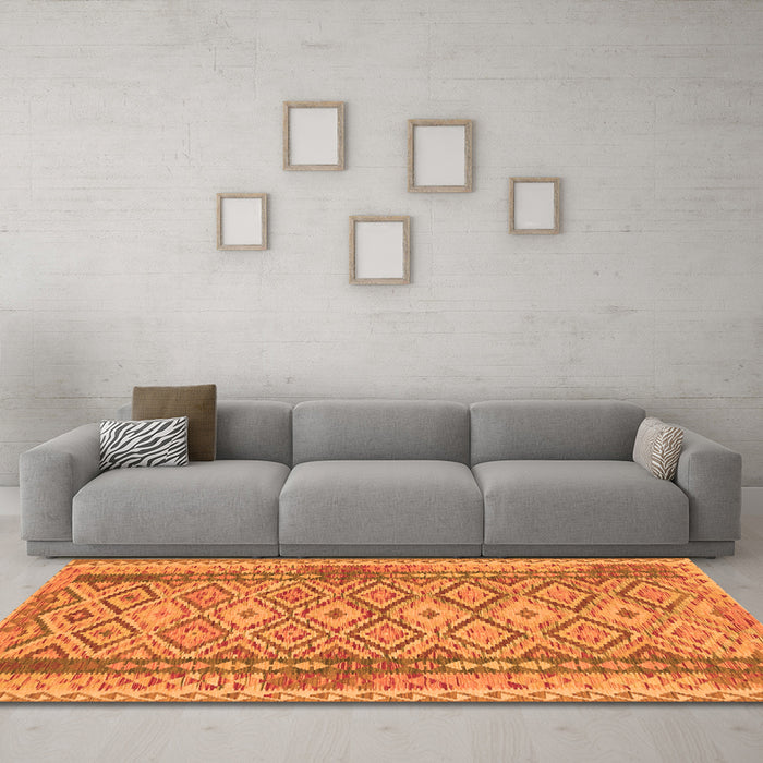 Machine Washable Persian Orange Traditional Area Rugs in a Living Room, wshtr1250org