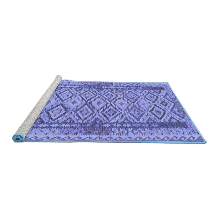 Sideview of Machine Washable Persian Blue Traditional Rug, wshtr1250blu