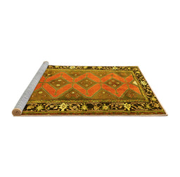 Sideview of Machine Washable Persian Yellow Traditional Rug, wshtr1251yw