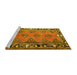 Sideview of Machine Washable Persian Yellow Traditional Rug, wshtr1251yw