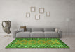 Machine Washable Persian Green Traditional Area Rugs in a Living Room,, wshtr1251grn