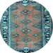 Round Machine Washable Persian Light Blue Traditional Rug, wshtr1251lblu