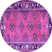 Round Machine Washable Persian Purple Traditional Area Rugs, wshtr1251pur