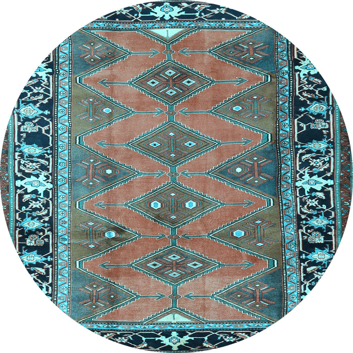 Round Persian Light Blue Traditional Rug, tr1251lblu