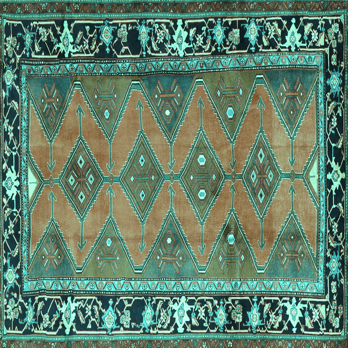 Square Persian Turquoise Traditional Rug, tr1251turq