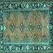 Square Persian Turquoise Traditional Rug, tr1251turq