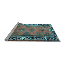 Sideview of Machine Washable Persian Light Blue Traditional Rug, wshtr1251lblu
