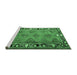 Sideview of Machine Washable Persian Emerald Green Traditional Area Rugs, wshtr1251emgrn