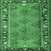 Square Machine Washable Persian Emerald Green Traditional Area Rugs, wshtr1251emgrn