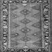 Round Machine Washable Persian Gray Traditional Rug, wshtr1251gry