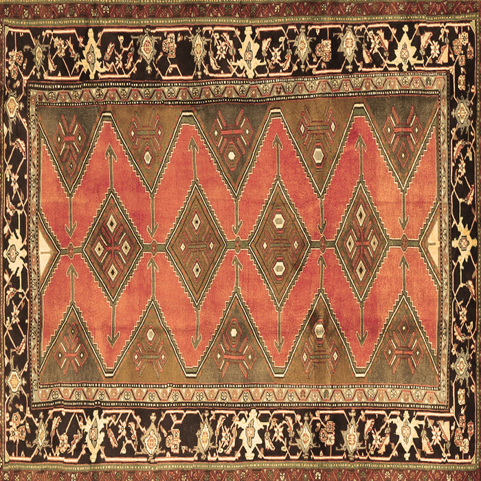 Square Persian Brown Traditional Rug, tr1251brn