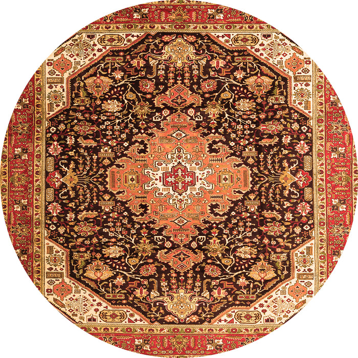 Square Medallion Orange Traditional Rug, tr1252org