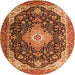 Square Medallion Orange Traditional Rug, tr1252org