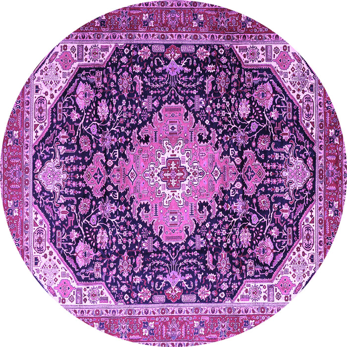 Round Medallion Purple Traditional Rug, tr1252pur