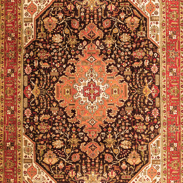 Serging Thickness of Machine Washable Medallion Orange Traditional Area Rugs, wshtr1252org