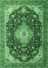 Medallion Emerald Green Traditional Rug, tr1252emgrn