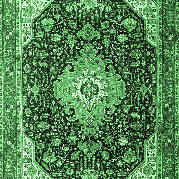 Medallion Emerald Green Traditional Rug, tr1252emgrn