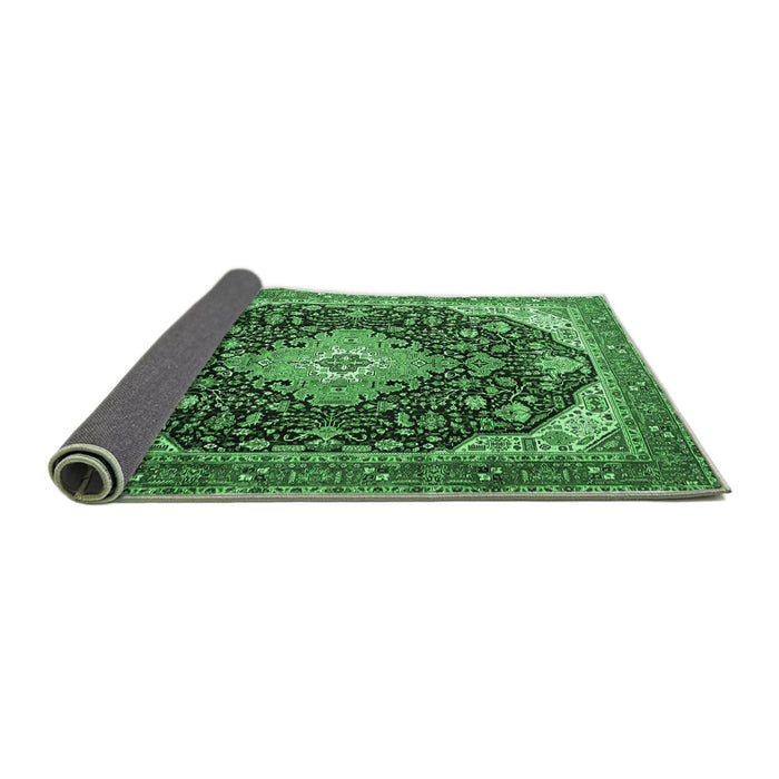 Sideview of Medallion Emerald Green Traditional Rug, tr1252emgrn