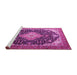 Sideview of Machine Washable Medallion Pink Traditional Rug, wshtr1252pnk