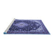 Sideview of Machine Washable Medallion Blue Traditional Rug, wshtr1252blu