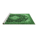 Sideview of Machine Washable Medallion Emerald Green Traditional Area Rugs, wshtr1252emgrn