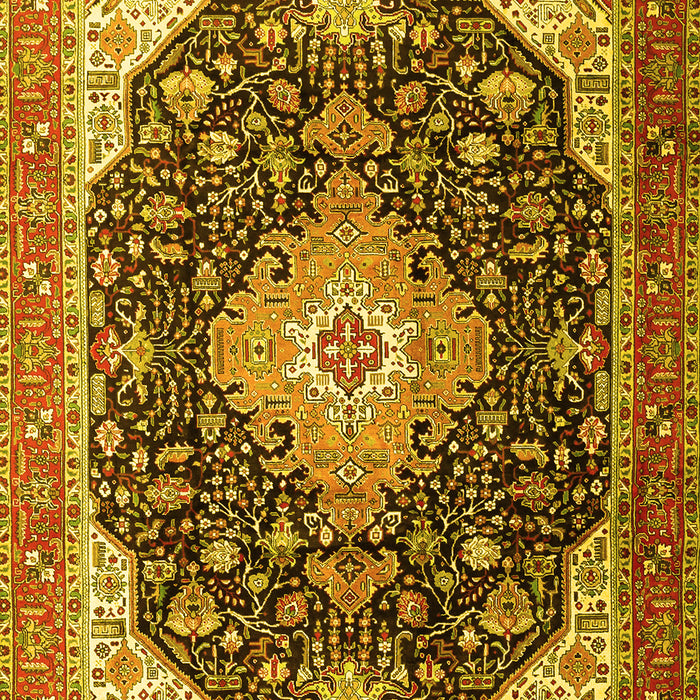 Machine Washable Medallion Yellow Traditional Rug, wshtr1252yw
