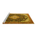 Sideview of Machine Washable Medallion Yellow Traditional Rug, wshtr1252yw