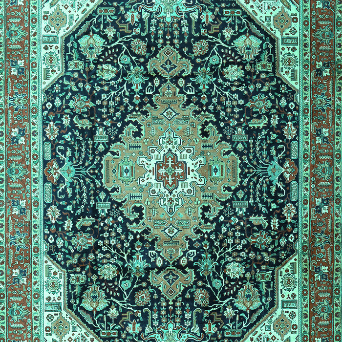 Machine Washable Medallion Turquoise Traditional Area Rugs, wshtr1252turq