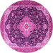 Round Medallion Pink Traditional Rug, tr1252pnk