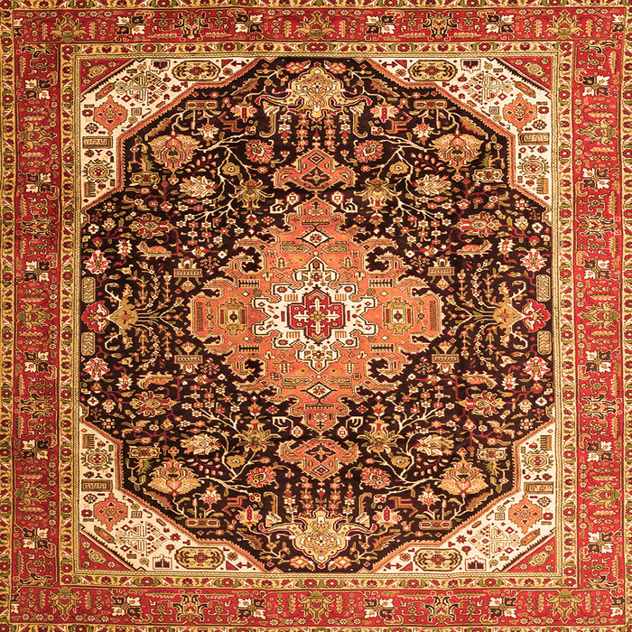 Serging Thickness of Medallion Orange Traditional Rug, tr1252org