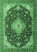 Machine Washable Medallion Emerald Green Traditional Area Rugs, wshtr1252emgrn