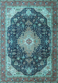 Medallion Light Blue Traditional Rug, tr1252lblu