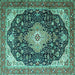 Square Medallion Turquoise Traditional Rug, tr1252turq
