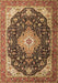 Machine Washable Medallion Brown Traditional Rug, wshtr1252brn