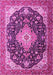 Machine Washable Medallion Pink Traditional Rug, wshtr1252pnk