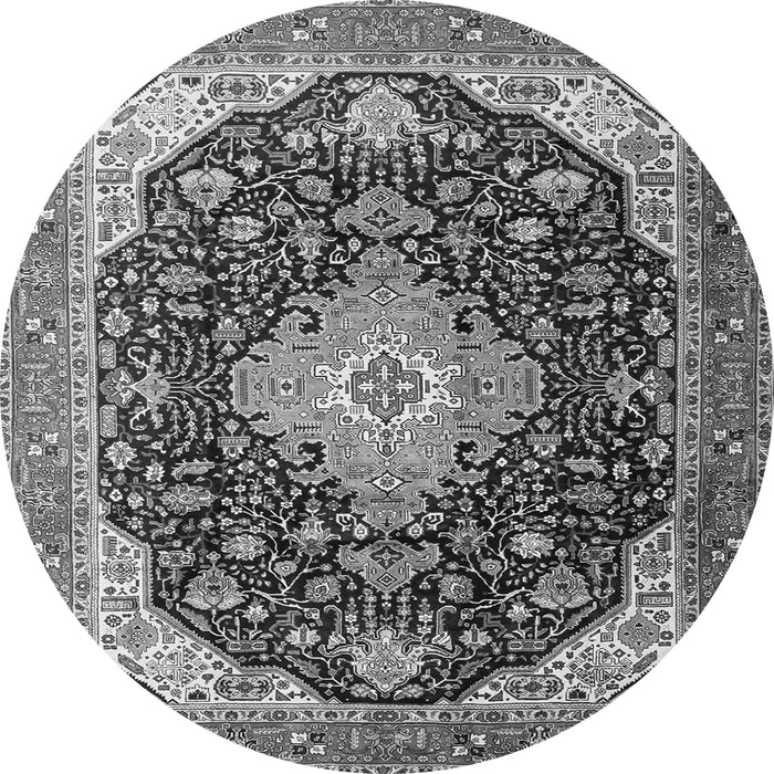 Machine Washable Medallion Gray Traditional Rug, wshtr1252gry