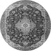 Machine Washable Medallion Gray Traditional Rug, wshtr1252gry