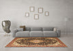 Machine Washable Medallion Brown Traditional Rug in a Living Room,, wshtr1252brn